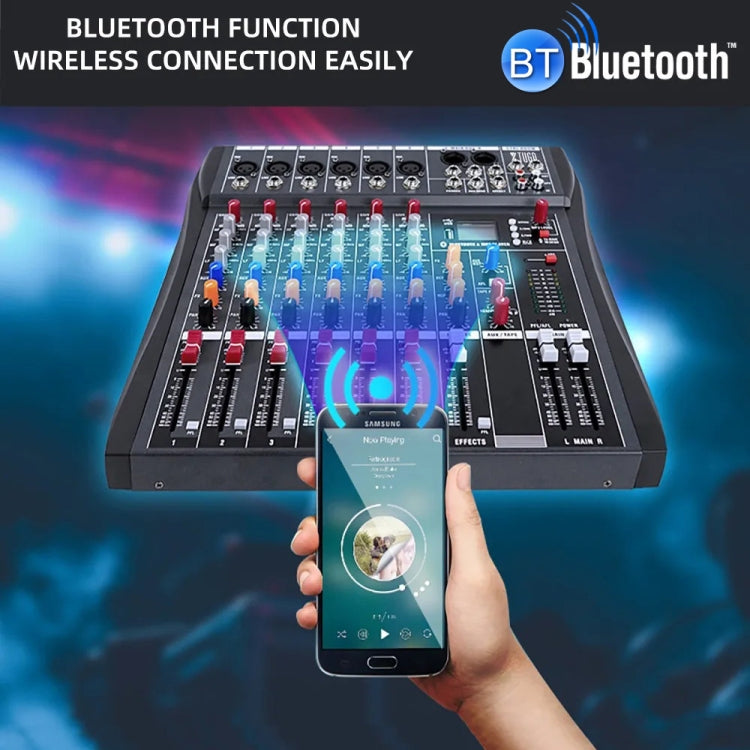 XTUGA CT60X 6-Channels Audio Mixer DJ Mixing Console with 48V Power Supply(EU Plug) - Live Sound Effects Processors by XTUGA | Online Shopping South Africa | PMC TechLife | Buy Now Pay Later Mobicred