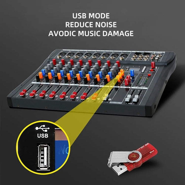 XTUGA CT80X 8-Channels Audio Mixer DJ Mixing Console with 48V Power Supply(UK Plug) - free shipping - PMC TechLife - Order now!