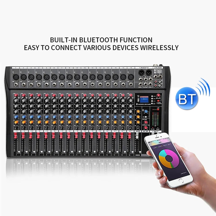 XTUGA CT160X 16-Channels Audio Mixer DJ Mixing Console with 48V Power Supply(US Plug) - Live Sound Effects Processors by XTUGA | Online Shopping South Africa | PMC TechLife | Buy Now Pay Later Mobicred