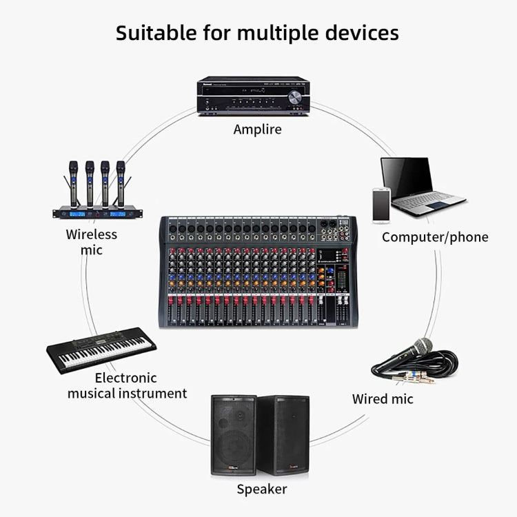 XTUGA CT160X 16-Channels Audio Mixer DJ Mixing Console with 48V Power Supply(UK Plug) - Live Sound Effects Processors by XTUGA | Online Shopping South Africa | PMC TechLife | Buy Now Pay Later Mobicred