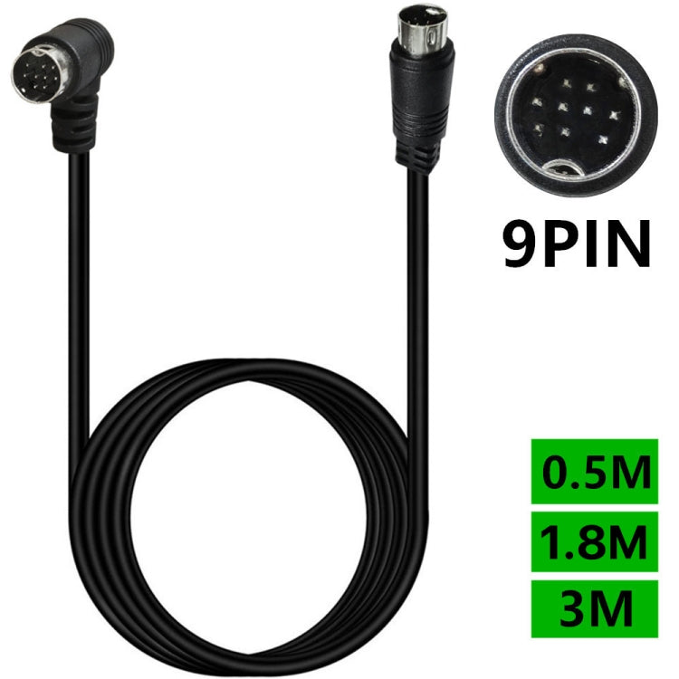 Single Curved mini DIN 9 Pin TV Audio Adapter Cable, Length:3m(Black) - Others by PMC TechLife | Online Shopping South Africa | PMC TechLife | Buy Now Pay Later Mobicred