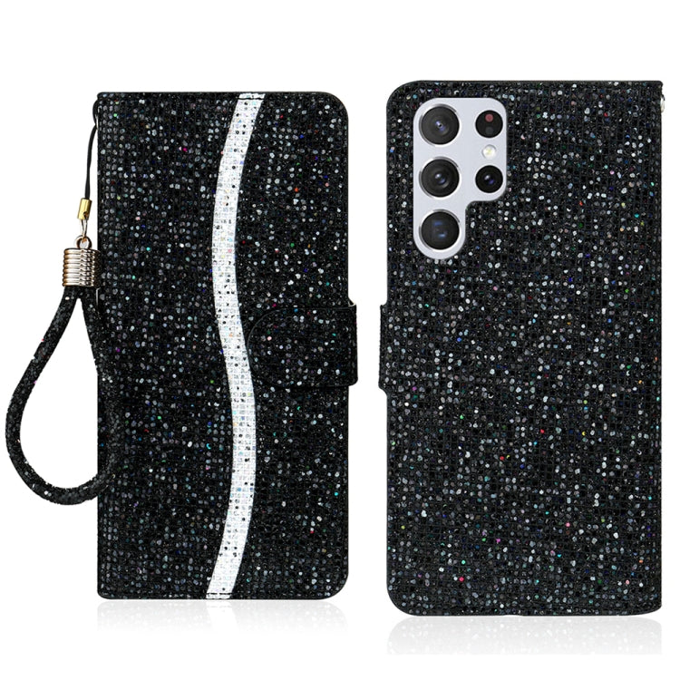 For Samsung Galaxy S25 Ultra 5G Glitter Powder Filp Leather Phone Case(Black) - Galaxy S25 Ultra 5G Cases by PMC Jewellery | Online Shopping South Africa | PMC Jewellery | Buy Now Pay Later Mobicred