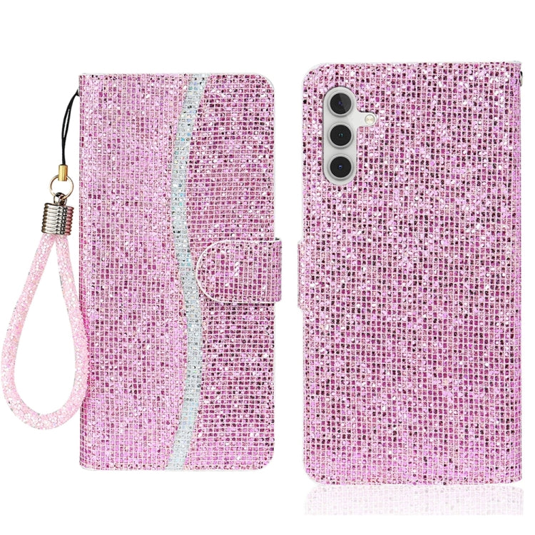 For Samsung Galaxy S25 5G Glitter Powder Filp Leather Phone Case(Pink) - Galaxy S25 5G Cases by PMC Jewellery | Online Shopping South Africa | PMC Jewellery | Buy Now Pay Later Mobicred