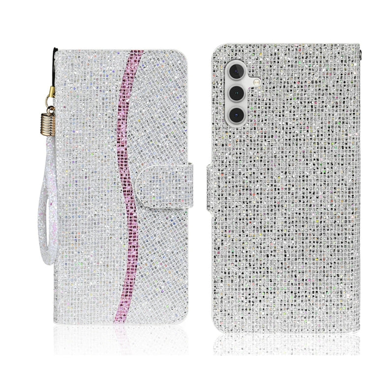 For Samsung Galaxy S25 5G Glitter Powder Filp Leather Phone Case(Silver) - Galaxy S25 5G Cases by PMC Jewellery | Online Shopping South Africa | PMC Jewellery | Buy Now Pay Later Mobicred