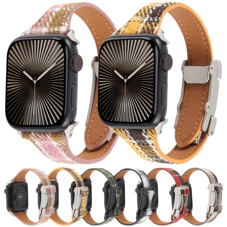 For Apple Watch 42mm / 41mm / 40mm / 38mm Slim Magnetic Buckle Napped Fabric Leather Watch Band(Grey) - Watch Bands by PMC TechLife | Online Shopping South Africa | PMC TechLife | Buy Now Pay Later Mobicred
