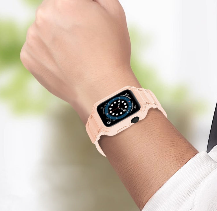 For Apple Watch Series 10 46mm Armor TPU Case Integrated Watch Band(Pink) - Watch Cases by PMC Jewellery | Online Shopping South Africa | PMC Jewellery | Buy Now Pay Later Mobicred