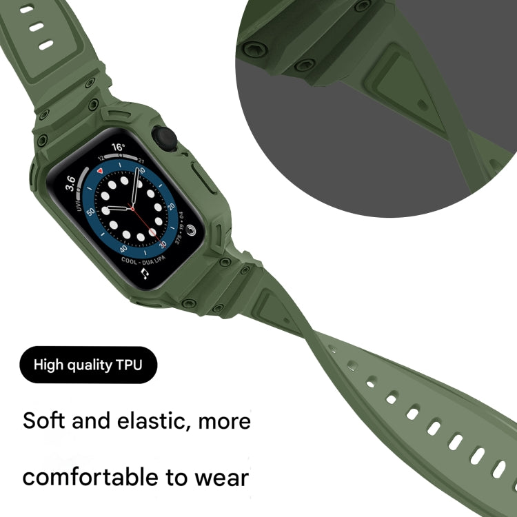 For Apple Watch Series 10 46mm Armor TPU Case Integrated Watch Band(Army Green) - Watch Cases by PMC Jewellery | Online Shopping South Africa | PMC Jewellery | Buy Now Pay Later Mobicred