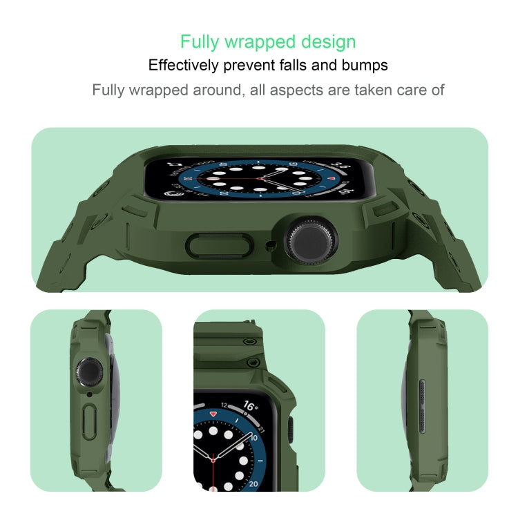 For Apple Watch Series 10 46mm Armor TPU Case Integrated Watch Band(Army Green) - Watch Cases by PMC Jewellery | Online Shopping South Africa | PMC Jewellery | Buy Now Pay Later Mobicred