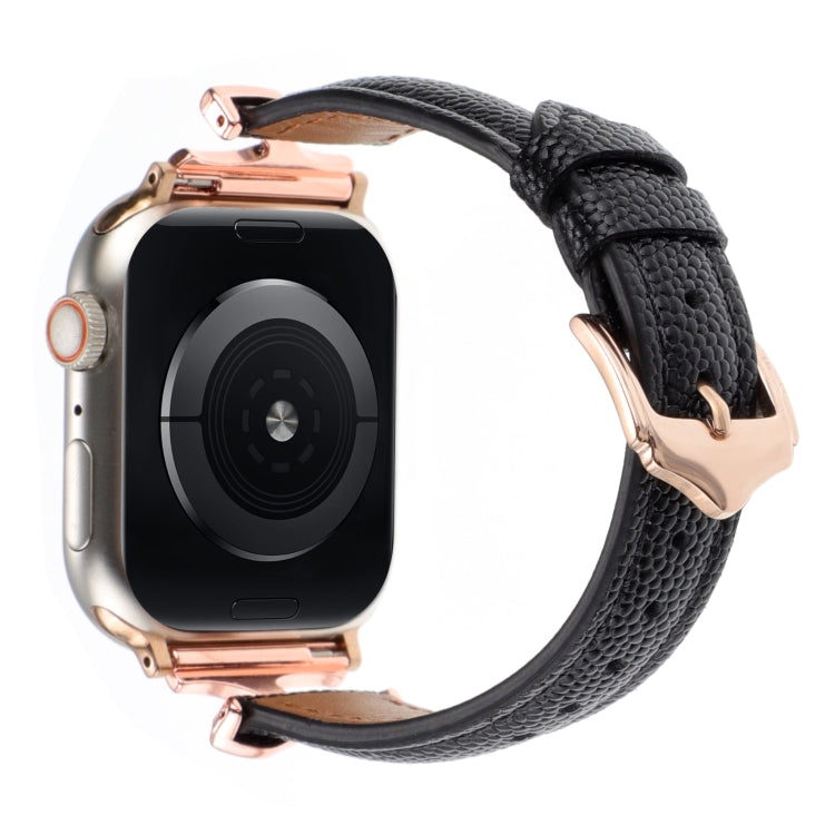 For Apple Watch 46mm / 49mm / 45mm / 44mm X-shaped Buckle Genuine Leather Watch Band(Black) - Watch Bands by PMC TechLife | Online Shopping South Africa | PMC TechLife | Buy Now Pay Later Mobicred