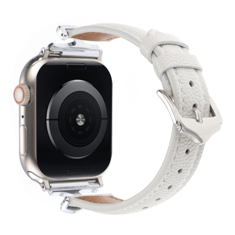 For Apple Watch 42mm / 41mm / 40mm / 38mm X-shaped Buckle Genuine Leather Watch Band(White) - Watch Bands by PMC TechLife | Online Shopping South Africa | PMC TechLife | Buy Now Pay Later Mobicred