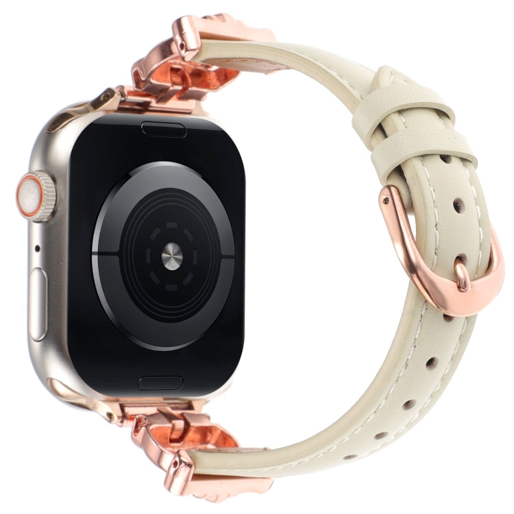 For Apple Watch 42mm / 41mm / 40mm / 38mm Leopard Head Genuine Leather Watch Band(White Rose Gold) - free shipping - PMC TechLife - Order now!