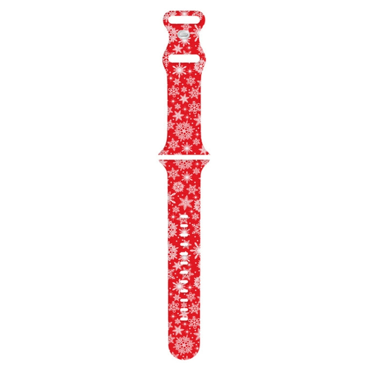 For Apple Watch 42mm / 41mm / 40mm / 38mm Christmas Pattern Silicone Watch Band(Snowflake Red) - free shipping - PMc TechLife - Order now!