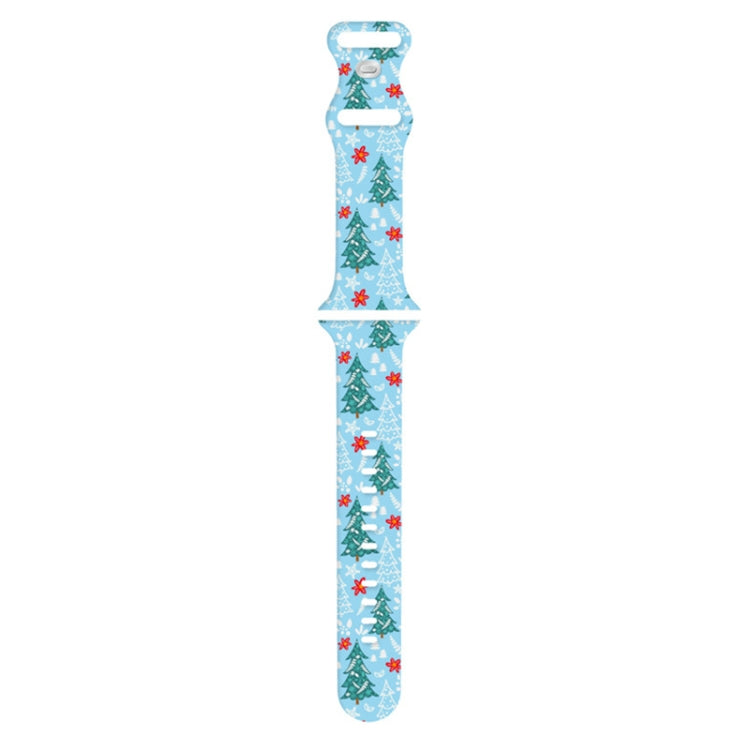 For Apple Watch 42mm / 41mm / 40mm / 38mm Christmas Pattern Silicone Watch Band(Christmas Tree Blue) - free shipping - PMc TechLife - Order now!