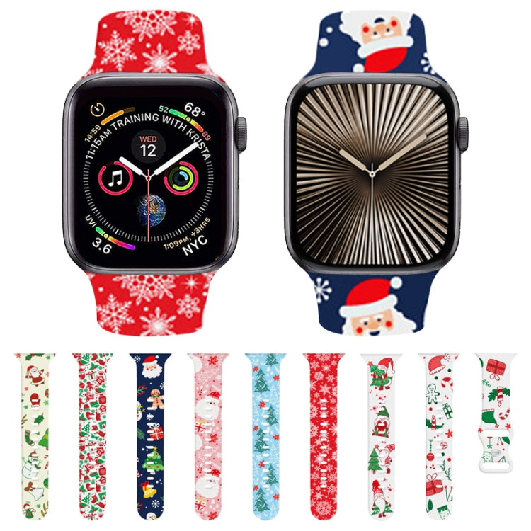 For Apple Watch 46mm / 49mm / 45mm / 44mm Christmas Pattern Silicone Watch Band(Santa Claus Snowman) - free shipping - PMc TechLife - Order now!
