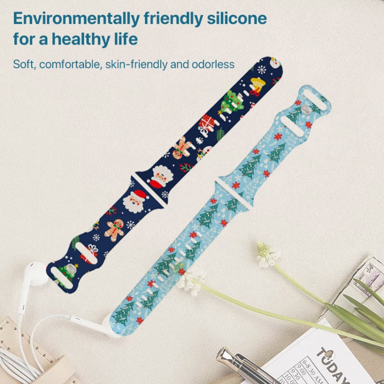 For Apple Watch 42mm / 41mm / 40mm / 38mm Christmas Pattern Silicone Watch Band(Christmas Tree Blue) - free shipping - PMc TechLife - Order now!