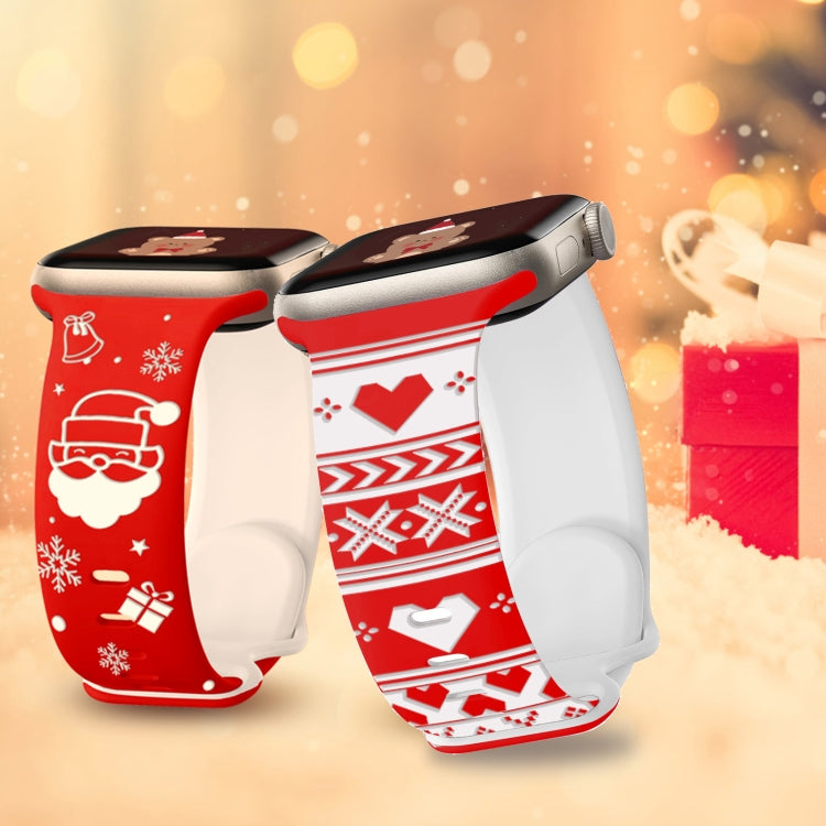 For Apple Watch 42mm / 41mm / 40mm / 38mm Christmas Engraving Butterfly Buckle Silicone Watch Band(Red Love) - free shipping - PMc TechLife - Order now!