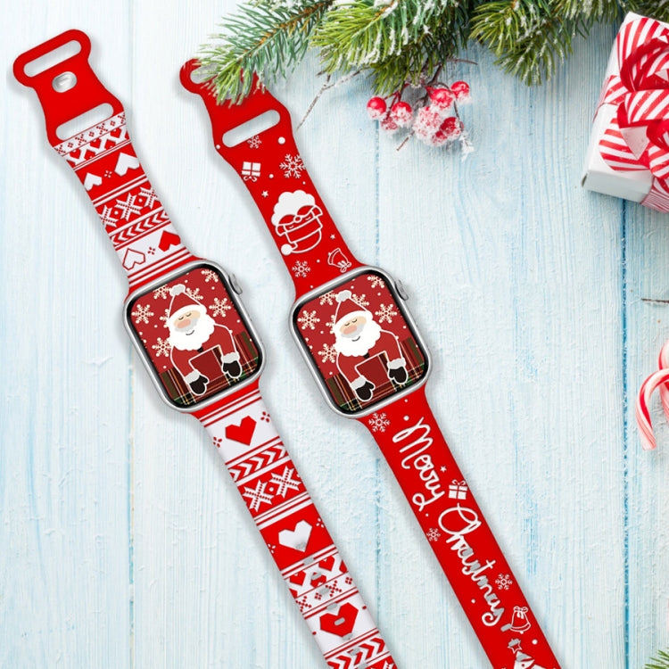 For Apple Watch 42mm / 41mm / 40mm / 38mm Christmas Engraving Butterfly Buckle Silicone Watch Band(Red Love) - free shipping - PMc TechLife - Order now!
