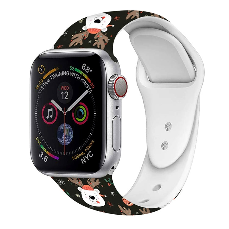 For Apple Watch 46mm / 49mm / 45mm / 44mm Christmas Pattern Silicone Watch Band(Black Deer) - free shipping - PMc TechLife - Order now!