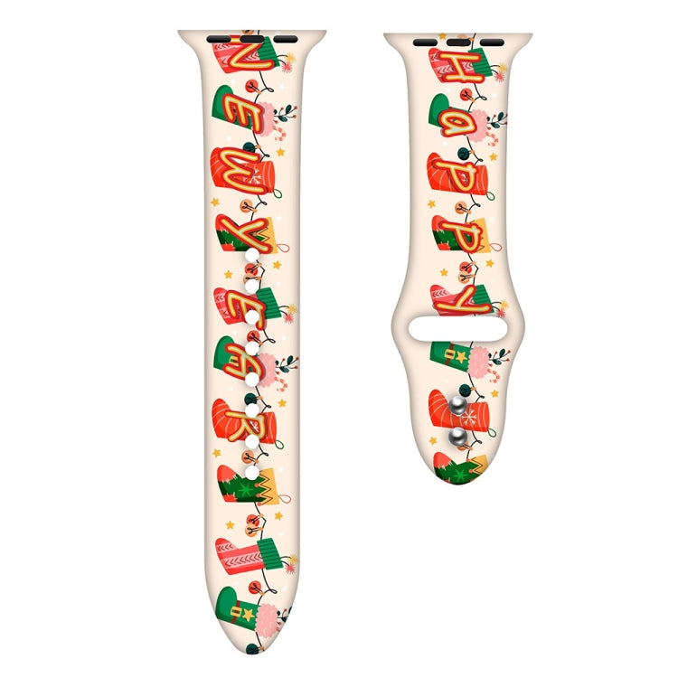 For Apple Watch 46mm / 49mm / 45mm / 44mm Christmas Pattern Silicone Watch Band(Christmas Socks) - free shipping - PMc TechLife - Order now!