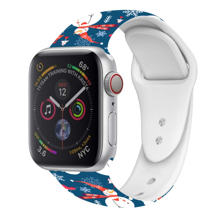 For Apple Watch 42mm / 41mm / 40mm / 38mm Christmas Pattern Silicone Watch Band(Snowman Blue) - free shipping - PMc TechLife - Order now!