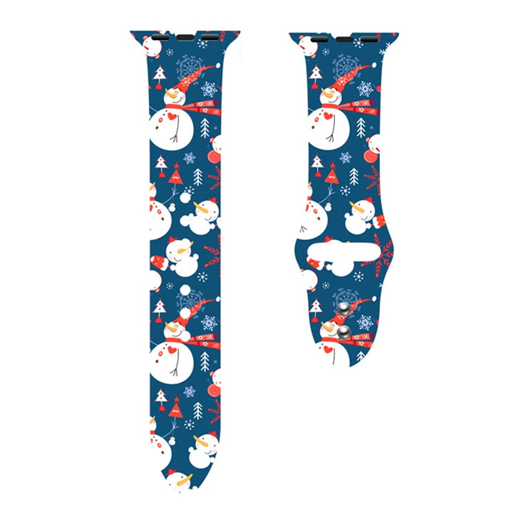 For Apple Watch 42mm / 41mm / 40mm / 38mm Christmas Pattern Silicone Watch Band(Snowman Blue) - free shipping - PMc TechLife - Order now!