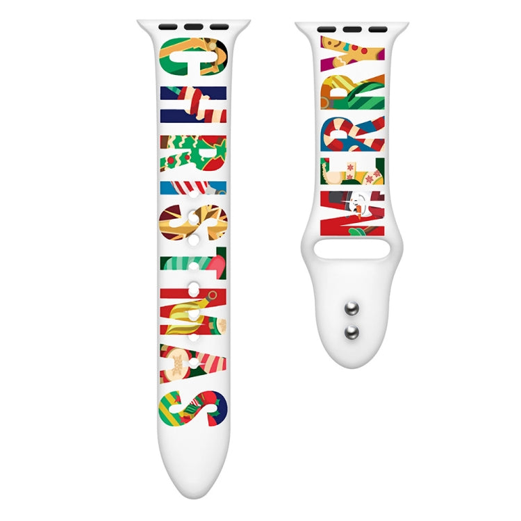 For Apple Watch 42mm / 41mm / 40mm / 38mm Christmas Pattern Silicone Watch Band(Colorful Christmas) - free shipping - PMc TechLife - Order now!