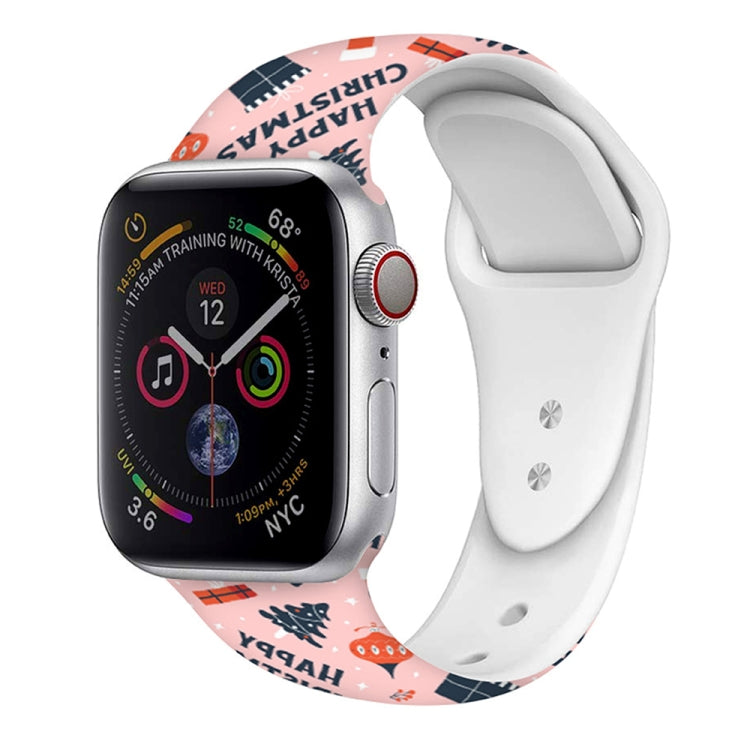 For Apple Watch 42mm / 41mm / 40mm / 38mm Christmas Pattern Silicone Watch Band(Pink Christmas) - free shipping - PMc TechLife - Order now!