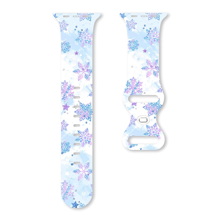 For Apple Watch 46mm / 49mm / 45mm / 44mm Christmas Pattern Butterfly Buckle Silicone Watch Band(Colorful Snowflakes) - free shipping - PMc TechLife - Order now!