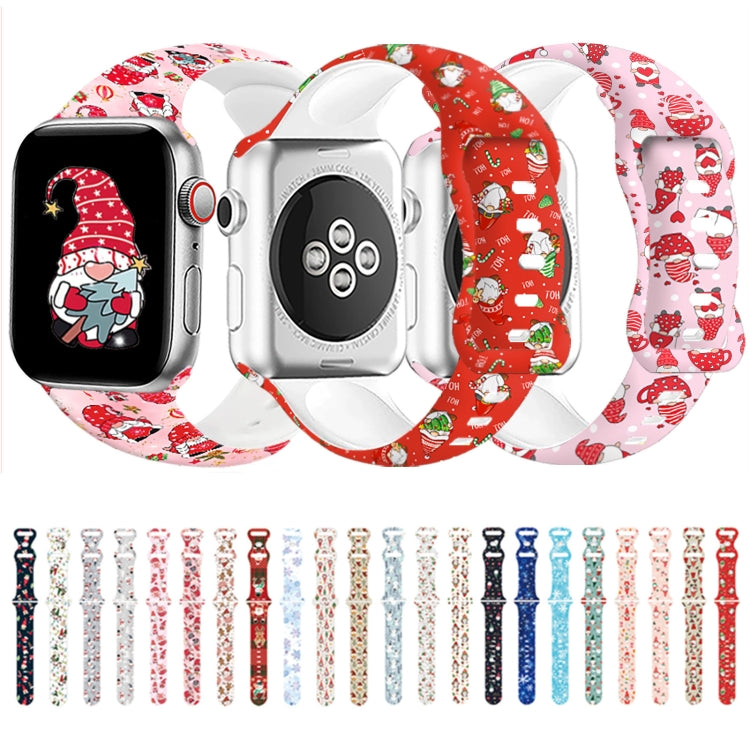For Apple Watch 46mm / 49mm / 45mm / 44mm Christmas Pattern Butterfly Buckle Silicone Watch Band(Colorful Snowflakes) - free shipping - PMc TechLife - Order now!