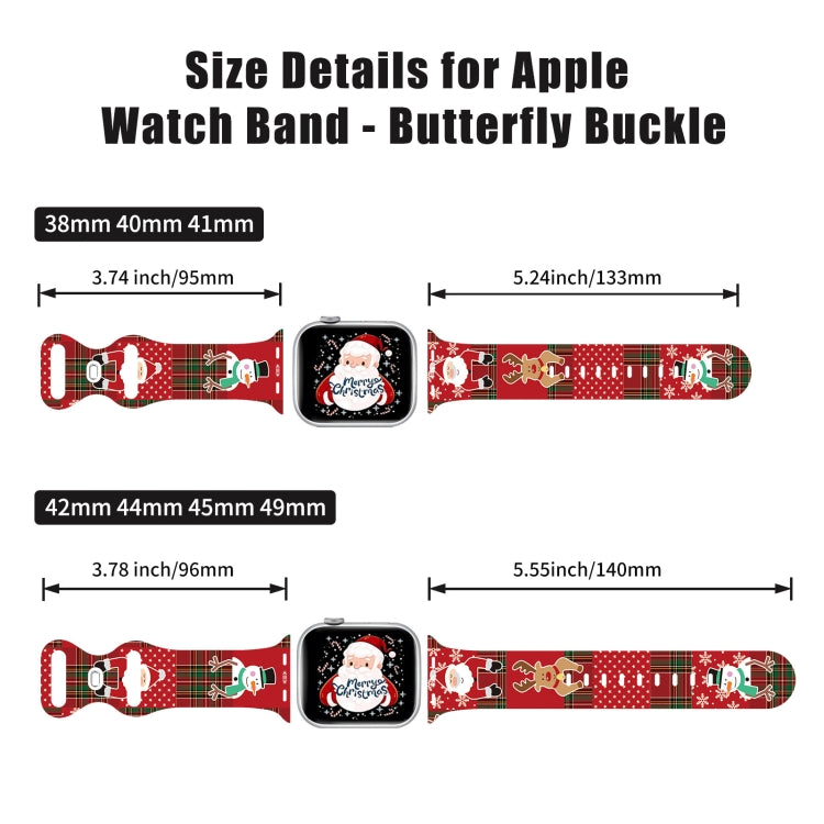 For Apple Watch 46mm / 49mm / 45mm / 44mm Christmas Pattern Butterfly Buckle Silicone Watch Band(Colorful Snowflakes) - free shipping - PMc TechLife - Order now!
