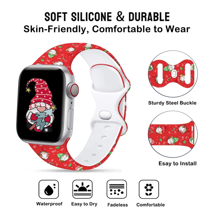 For Apple Watch 46mm / 49mm / 45mm / 44mm Christmas Pattern Butterfly Buckle Silicone Watch Band(Colorful Snowflakes) - free shipping - PMc TechLife - Order now!