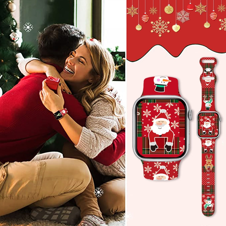 For Apple Watch 46mm / 49mm / 45mm / 44mm Christmas Pattern Butterfly Buckle Silicone Watch Band(Colorful Snowflakes) - free shipping - PMc TechLife - Order now!