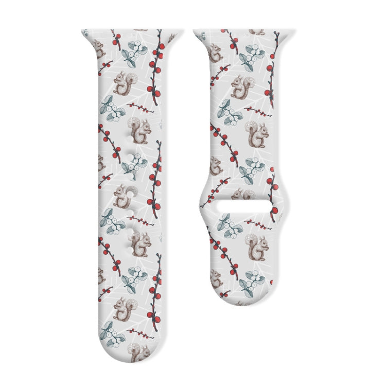 For Apple Watch 42mm / 41mm / 40mm / 38mm Christmas Pattern Reverse Buckle Silicone Watch Band(Squirrel) - free shipping - PMc TechLife - Order now!