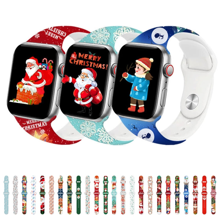 For Apple Watch 42mm / 41mm / 40mm / 38mm Christmas Pattern Reverse Buckle Silicone Watch Band(House Snowman) - free shipping - PMc TechLife - Order now!