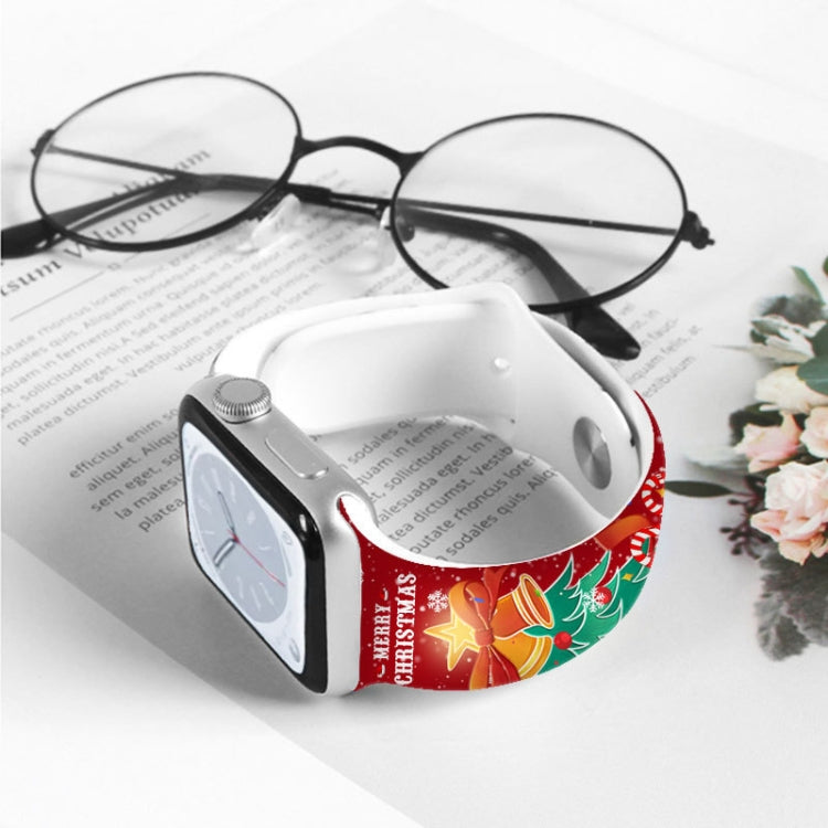 For Apple Watch 42mm / 41mm / 40mm / 38mm Christmas Pattern Reverse Buckle Silicone Watch Band(House Snowman) - free shipping - PMc TechLife - Order now!