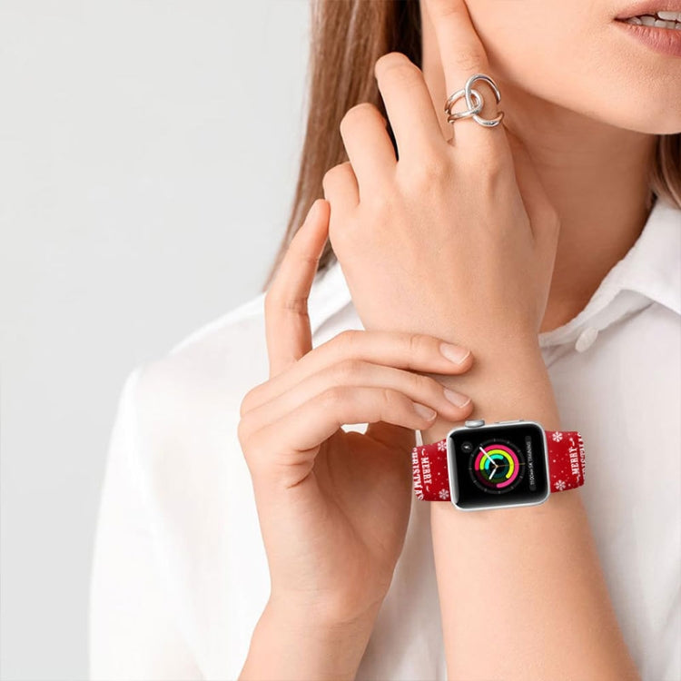 For Apple Watch 42mm / 41mm / 40mm / 38mm Christmas Pattern Reverse Buckle Silicone Watch Band(Squirrel) - free shipping - PMc TechLife - Order now!