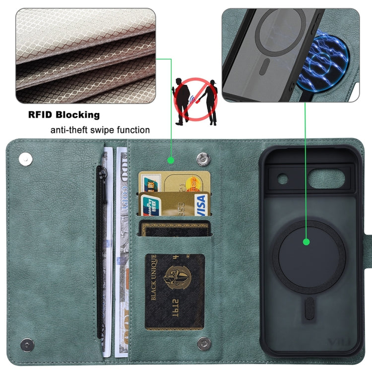 For Google Pixel 8a ViLi GVB Series MagSafe Magnetic RFID Leather Phone Case(Green) - Google Cases by ViLi | Online Shopping South Africa | PMC TechLife | Buy Now Pay Later Mobicred