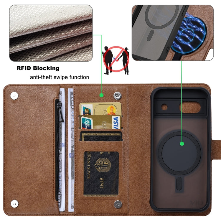 For Google Pixel 8a ViLi GVB Series MagSafe Magnetic RFID Leather Phone Case(Brown) - Google Cases by ViLi | Online Shopping South Africa | PMC TechLife | Buy Now Pay Later Mobicred