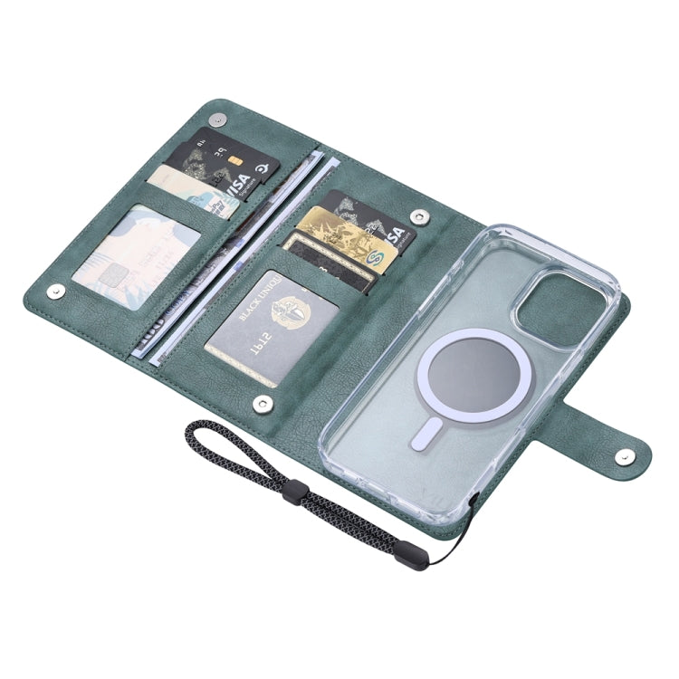 For iPhone 16 Pro Max ViLi GVS-C Series MagSafe Magnetic RFID Leather Flip Phone Case(Green) - free shipping - PMC Jewellery - Order now!