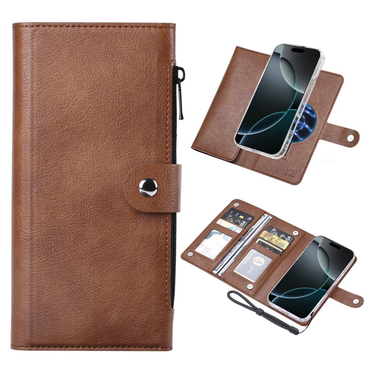 For iPhone 16 Pro Max ViLi GVS-C Series MagSafe Magnetic RFID Leather Flip Phone Case(Brown) - free shipping - PMC Jewellery - Order now!