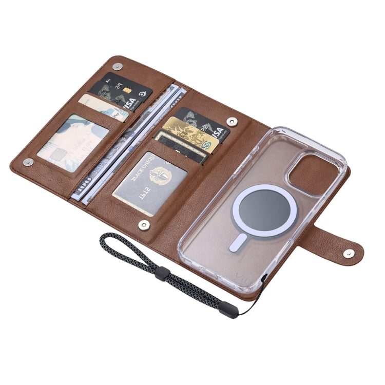 For iPhone 16 Plus ViLi GVS-C Series MagSafe Magnetic RFID Leather Flip Phone Case(Brown) - free shipping - PMC Jewellery - Order now!