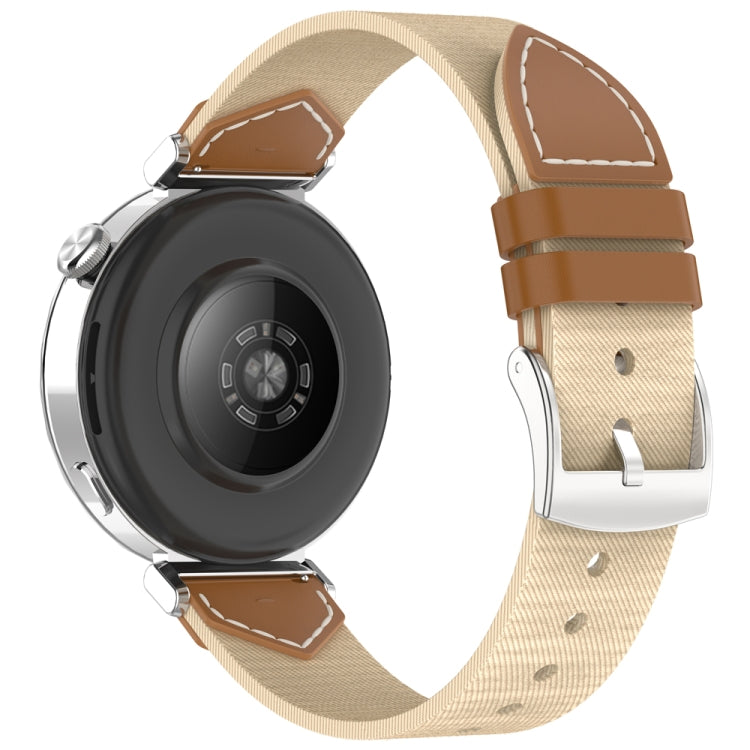 For Huawei Watch GT 5 41mm / GT 5 Pro 42mm Stitched Nylon Denim Watch Band(Brown Apricot) - free shipping - PMc TechLife - Order now!