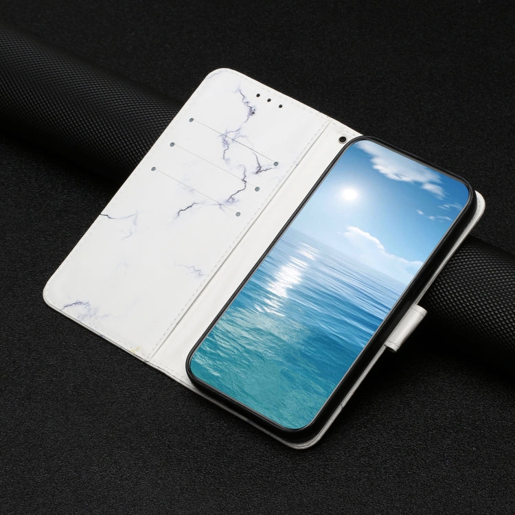 For Samsung Galaxy S25 5G Colored Drawing Marble Pattern Leather Phone Case(White Marble) - Galaxy S25 5G Cases by PMC Jewellery | Online Shopping South Africa | PMC Jewellery | Buy Now Pay Later Mobicred