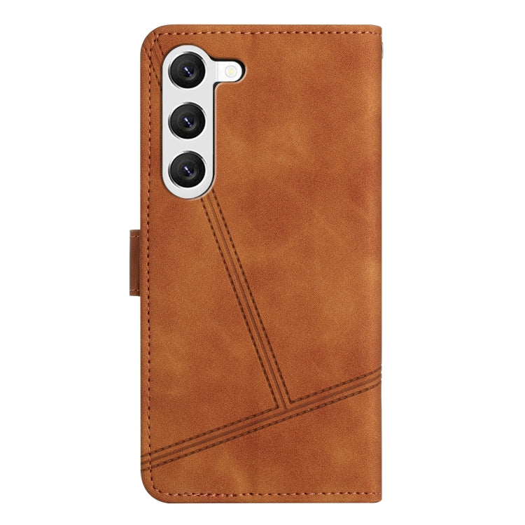 For Samsung Galaxy S25+ 5G Skin-feel Stitching Leather Phone Case(Brown) - Galaxy S25+ 5G Cases by PMC Jewellery | Online Shopping South Africa | PMC Jewellery | Buy Now Pay Later Mobicred