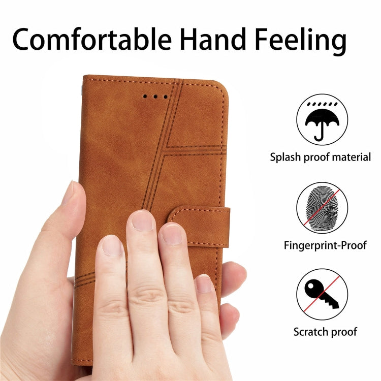 For Samsung Galaxy S25+ 5G Skin-feel Stitching Leather Phone Case(Brown) - Galaxy S25+ 5G Cases by PMC Jewellery | Online Shopping South Africa | PMC Jewellery | Buy Now Pay Later Mobicred