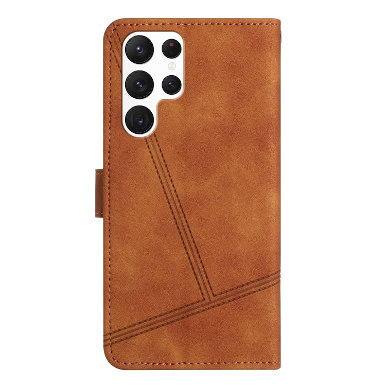 For Samsung Galaxy S25 Ultra 5G Skin-feel Stitching Leather Phone Case(Brown) - Galaxy S25 Ultra 5G Cases by PMC Jewellery | Online Shopping South Africa | PMC Jewellery | Buy Now Pay Later Mobicred