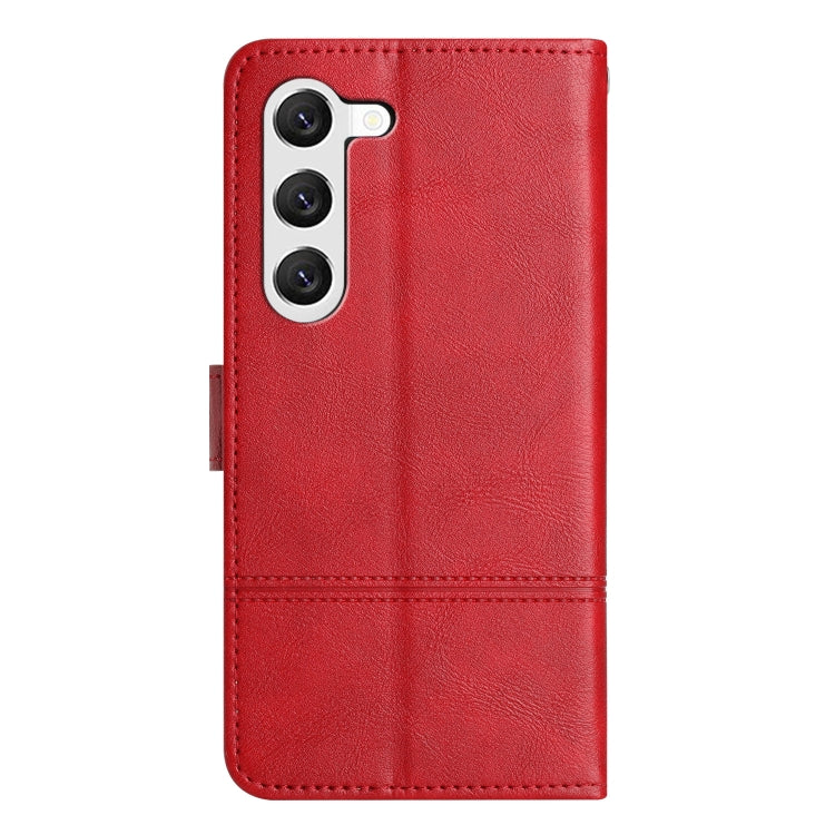 For Samsung Galaxy S25+ 5G Cowhide Texture Stitching Leather Phone Case(Red) - Galaxy S25+ 5G Cases by PMC Jewellery | Online Shopping South Africa | PMC Jewellery | Buy Now Pay Later Mobicred