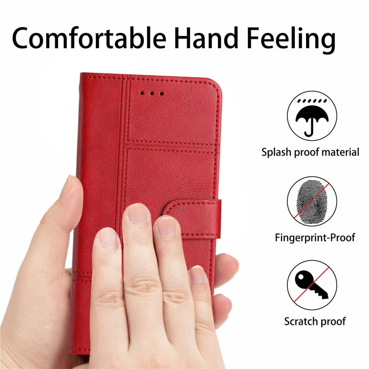 For Samsung Galaxy S25+ 5G Cowhide Texture Stitching Leather Phone Case(Red) - Galaxy S25+ 5G Cases by PMC Jewellery | Online Shopping South Africa | PMC Jewellery | Buy Now Pay Later Mobicred