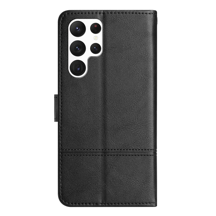 For Samsung Galaxy S25 Ultra 5G Cowhide Texture Stitching Leather Phone Case(Black) - Galaxy S25 Ultra 5G Cases by PMC Jewellery | Online Shopping South Africa | PMC Jewellery | Buy Now Pay Later Mobicred