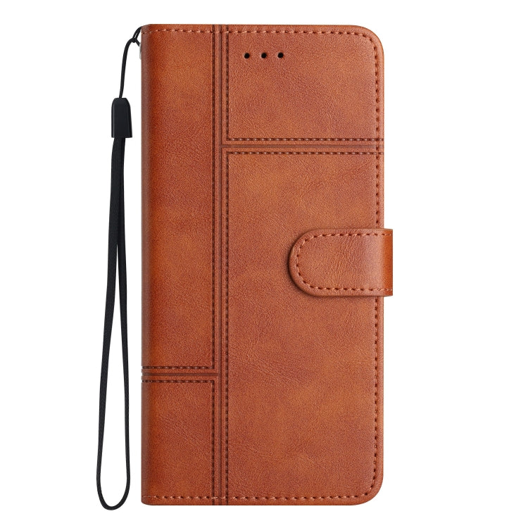 For Samsung Galaxy S25 Ultra 5G Cowhide Texture Stitching Leather Phone Case(Brown) - Galaxy S25 Ultra 5G Cases by PMC Jewellery | Online Shopping South Africa | PMC Jewellery | Buy Now Pay Later Mobicred